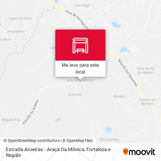Estrada Aroeiras - Araçá Da Mônica mapa