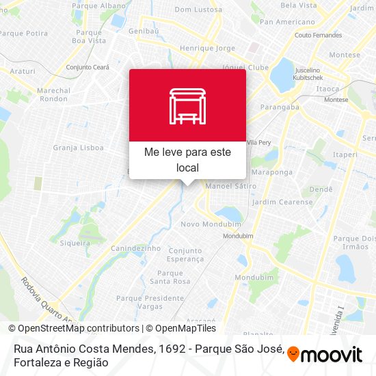 Rua Antônio Costa Mendes, 1692 - Parque São José mapa
