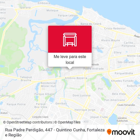 Rua Padre Perdigão, 447 - Quintino Cunha mapa