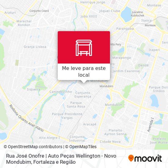 Rua José Onofre | Auto Peças Wellington - Novo Mondubim mapa
