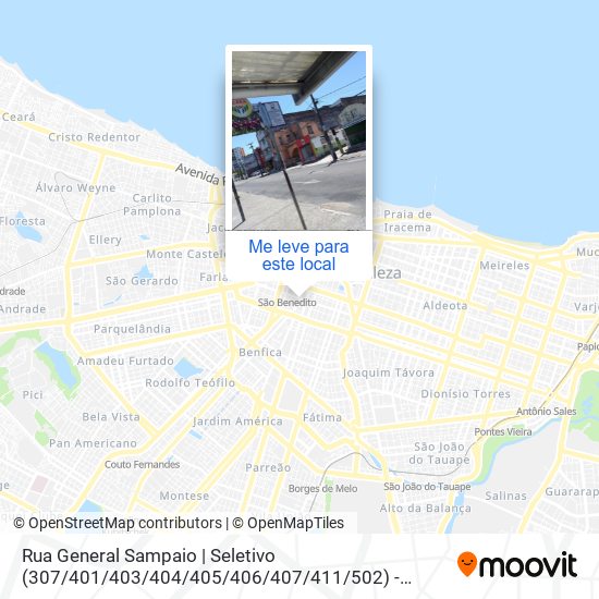 Rua General Sampaio | Seletivo (307 / 401 / 403 / 404 / 405 / 406 / 407 / 411 / 502) - Centro mapa