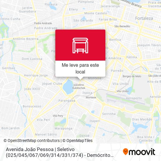 Avenida João Pessoa | Seletivo (025 / 045 / 067 / 069 / 314 / 331 / 374) - Demócrito Rocha mapa