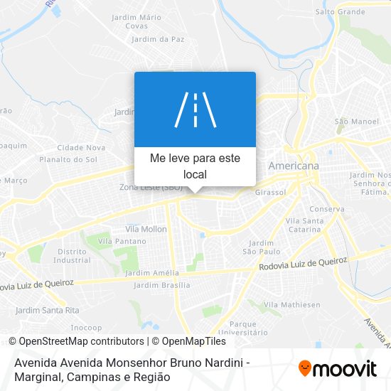 Avenida Avenida Monsenhor Bruno Nardini - Marginal mapa