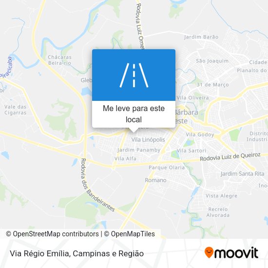 Via Régio Emília mapa