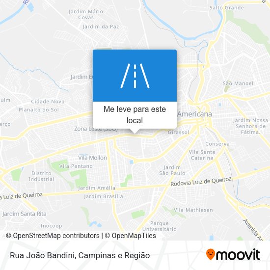 Rua João Bandini mapa