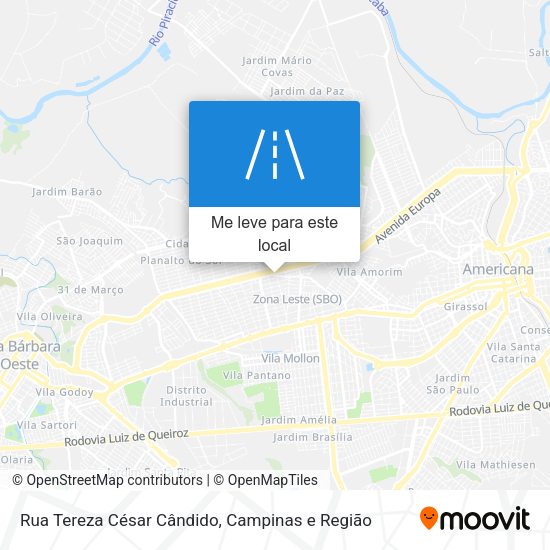 Rua Tereza César Cândido mapa