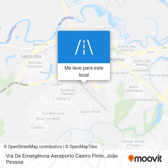 Via De Emergência Aeroporto Castro Pinto mapa