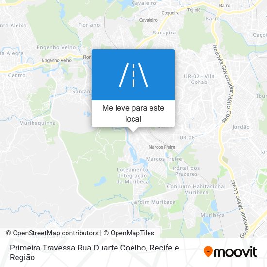 Primeira Travessa Rua Duarte Coelho mapa
