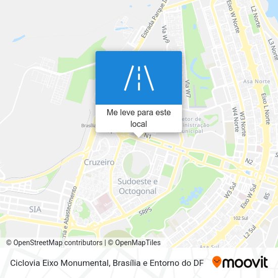 Ciclovia Eixo Monumental mapa