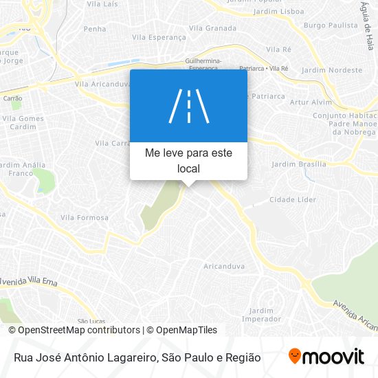 Rua José Antônio Lagareiro mapa