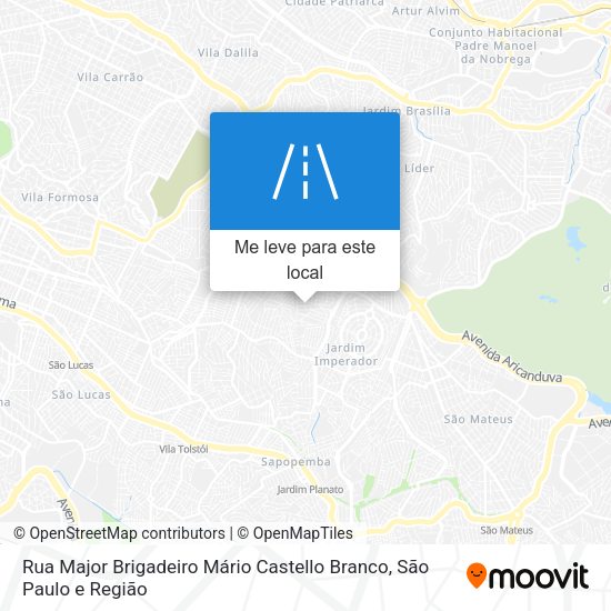 Rua Major Brigadeiro Mário Castello Branco mapa