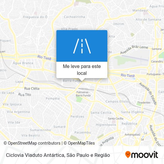 Ciclovia Viaduto Antártica mapa