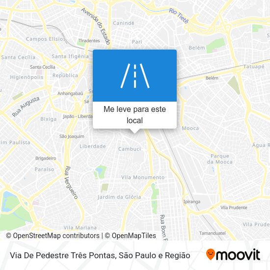 Via De Pedestre Três Pontas mapa