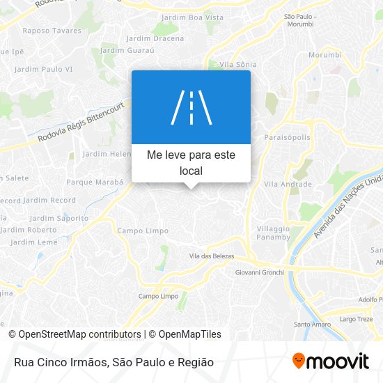 Rua Cinco Irmãos mapa