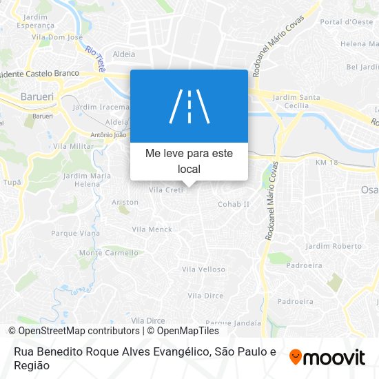 Rua Benedito Roque Alves Evangélico mapa