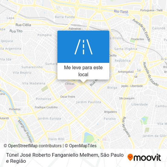Túnel José Roberto Fanganiello Melhem mapa