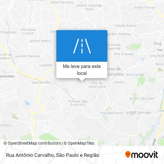 Rua Antônio Carvalho mapa