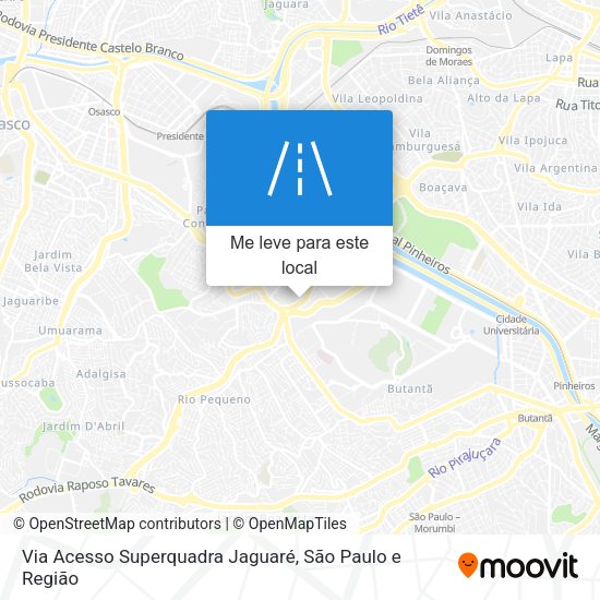 Via Acesso Superquadra Jaguaré mapa