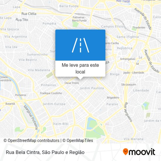 Rua Bela Cintra mapa