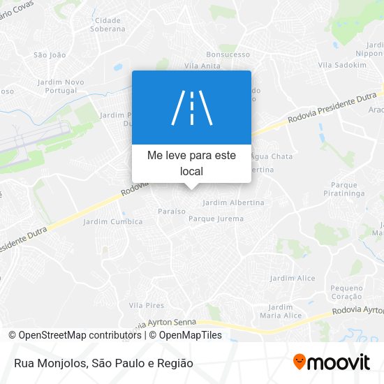 Rua Monjolos mapa