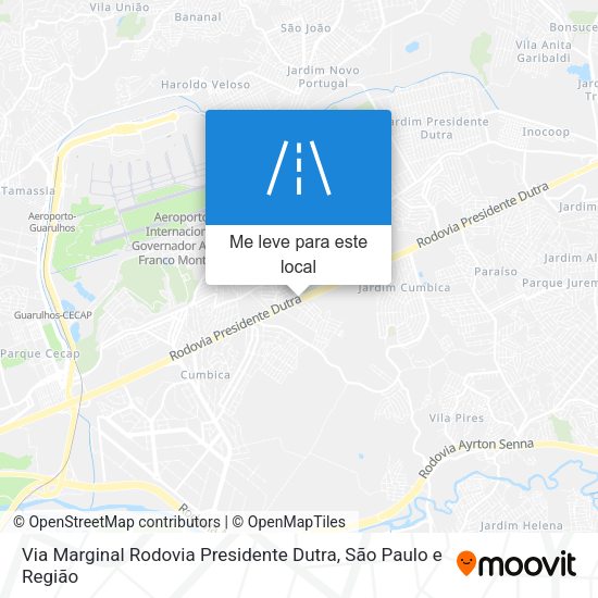 Via Marginal Rodovia Presidente Dutra mapa