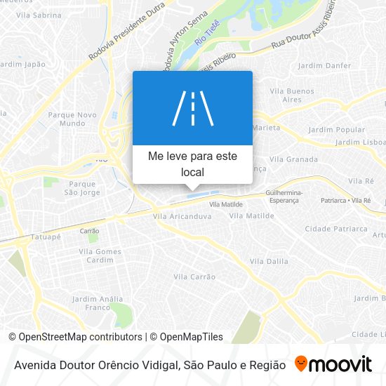 Avenida Doutor Orêncio Vidigal mapa
