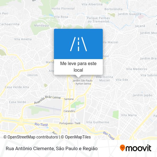 Rua Antônio Clemente mapa