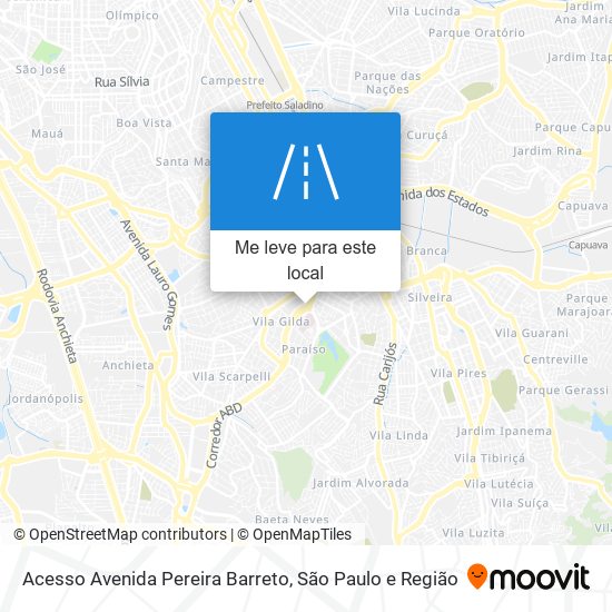 Acesso Avenida Pereira Barreto mapa