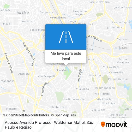 Acesso Avenida Professor Waldemar Matiel mapa