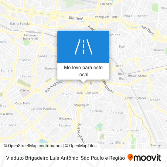 Viaduto Brigadeiro Luís Antônio mapa