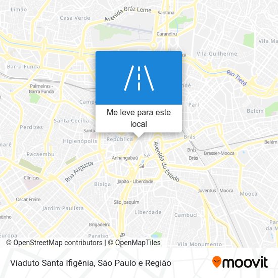 Viaduto Santa Ifigênia mapa