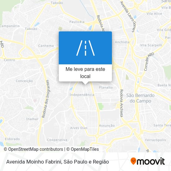 Avenida Moinho Fabrini mapa