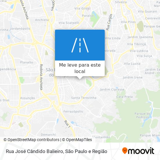 Rua José Cândido Balieiro mapa