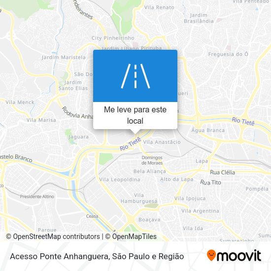 Acesso Ponte Anhanguera mapa