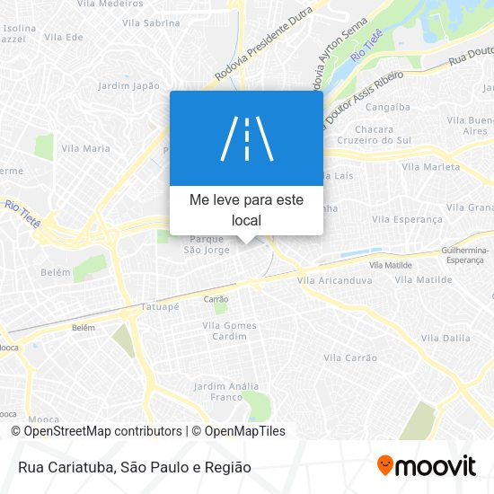Rua Cariatuba mapa