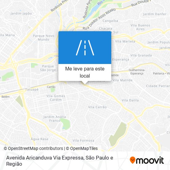 Avenida Aricanduva Via Expressa mapa