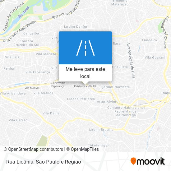 Rua Licânia mapa