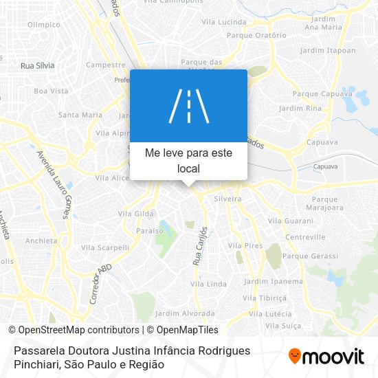 Passarela Doutora Justina Infância Rodrigues Pinchiari mapa