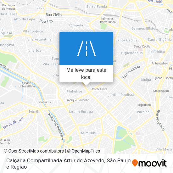 Calçada Compartilhada Artur de Azevedo mapa