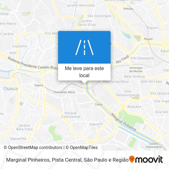 Marginal Pinheiros, Pista Central mapa