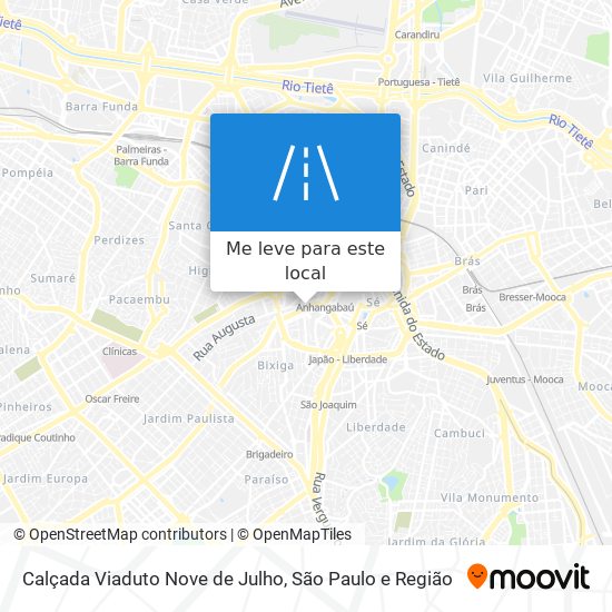 Calçada Viaduto Nove de Julho mapa