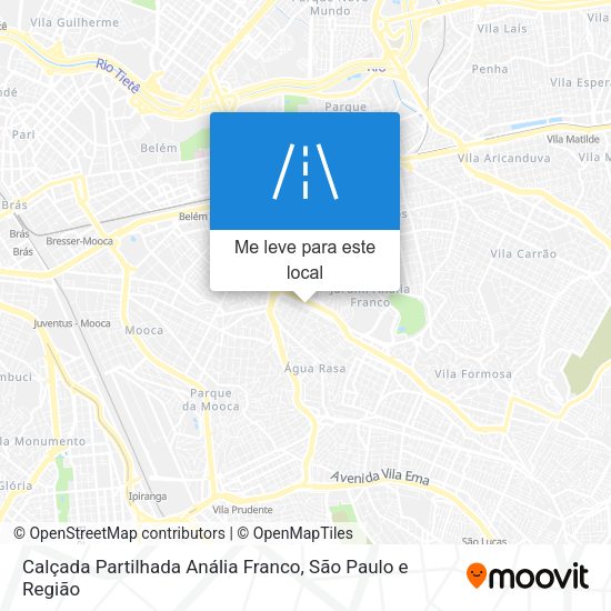 Calçada Partilhada Anália Franco mapa