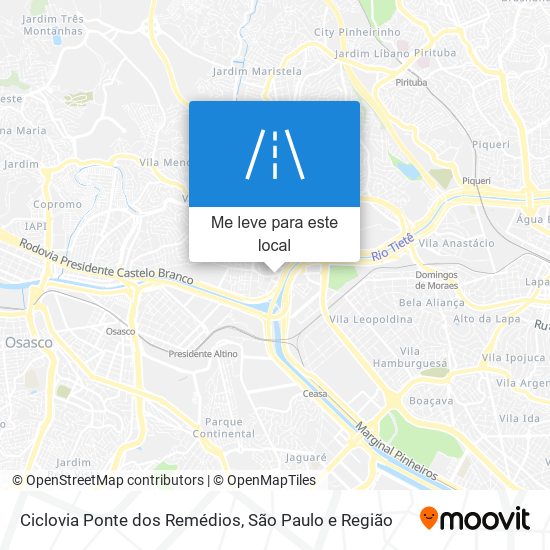 Ciclovia Ponte dos Remédios mapa