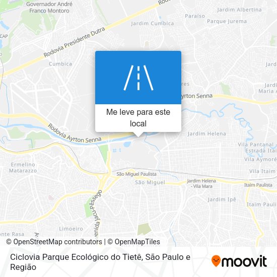 Ciclovia Parque Ecológico do Tietê mapa