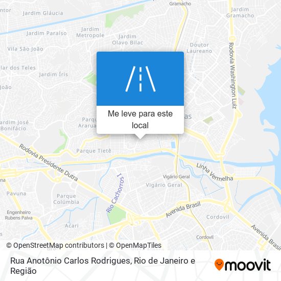 Rua Anotônio Carlos Rodrigues mapa