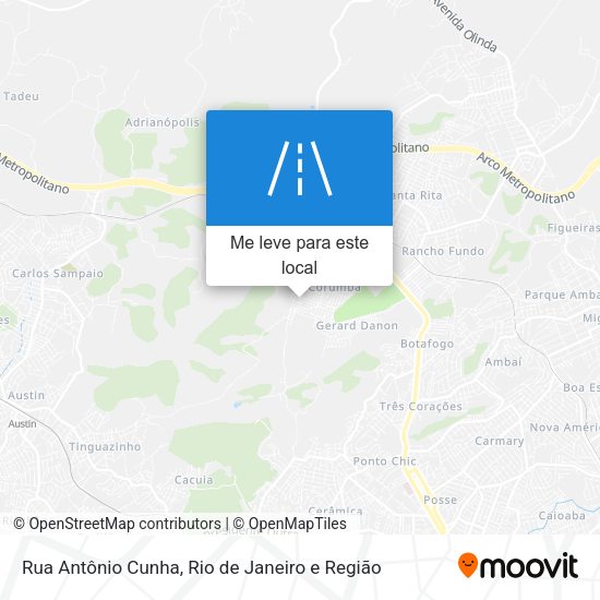 Rua Antônio Cunha mapa
