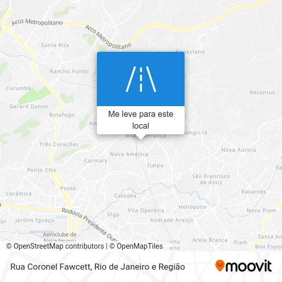 Rua Coronel Fawcett mapa