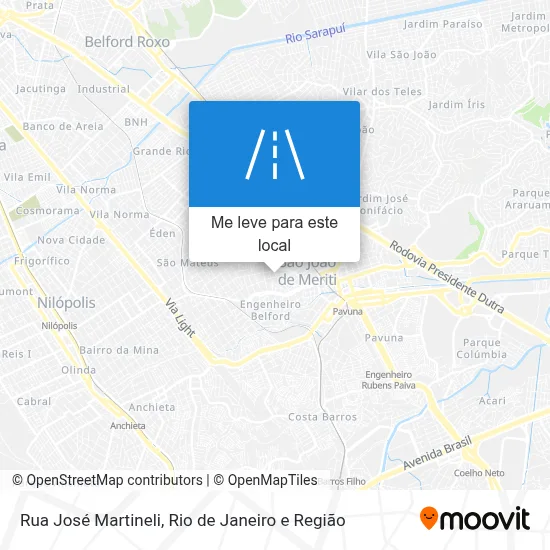 Rua José Martineli mapa