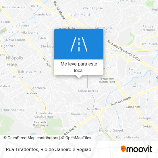 Rua Tiradentes mapa
