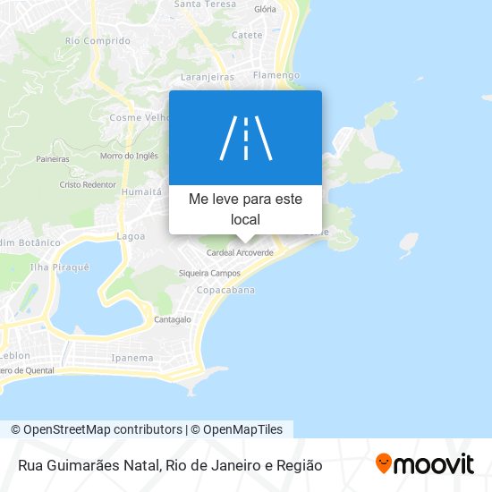 Como chegar até Rua Guimarães Natal em Copacabana de Ônibus, Metrô ou Trem?